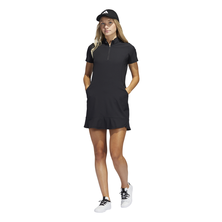 Frilly Scalloped Hem Mock Neck Dress