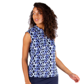 Alternate View 1 of Marina Blue Collection: Leslie Sleeveless Mock Neck Top