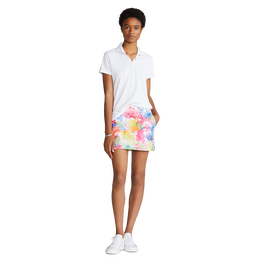 Washed Floral Print 15&quot; Stretch Pull On Golf Skort