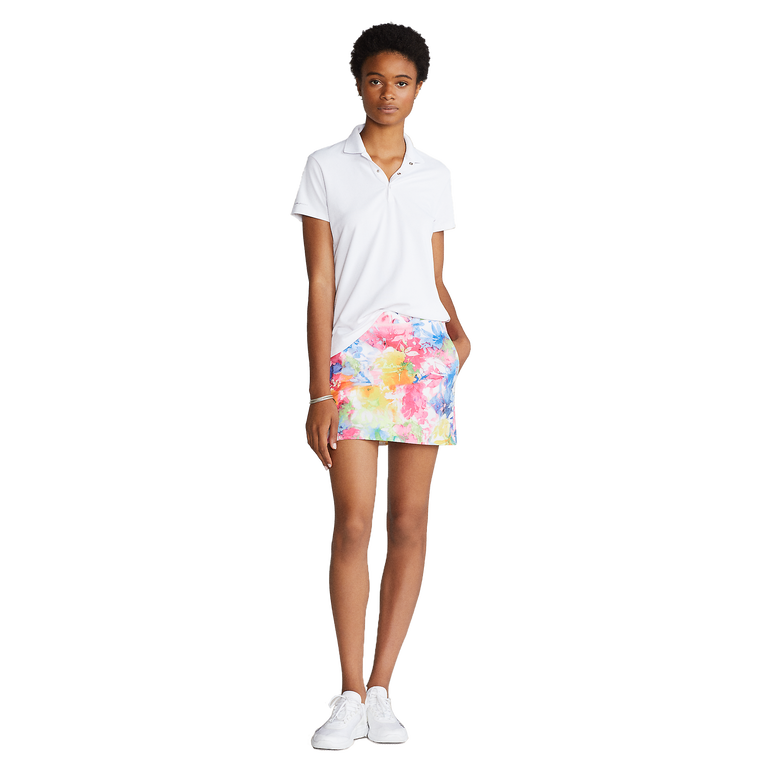 Washed Floral Print 15&quot; Stretch Pull On Golf Skort