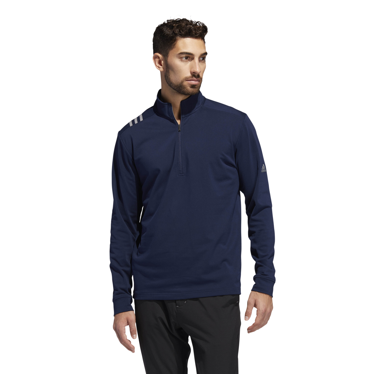 adidas striped half zip