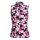 Alternate View 3 of Floral Print Silky Tech Sleeveless Polo Shirt