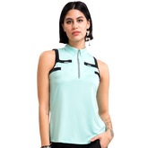 Venus Collection: Sleeveless Contrasting Trim Quarter Zip Top