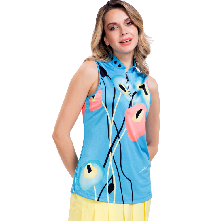 Electron Collection: Poppies Floral Sleeveless Top