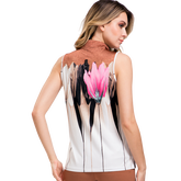 Alternate View 1 of Sugar Angel Collection: Tulip Print Sleeveless Quarter Zip Top
