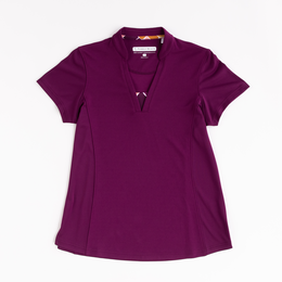 Ottoman Texture Placket Short Sleeve Top