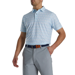 Athletic Fit Beach Print Lisle Self Collar Polo