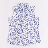 Mosaic Print V-Neck Sleeveless Polo Shirt
