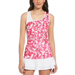 Camo Floral Print Asymmetrical Tennis Tank Top