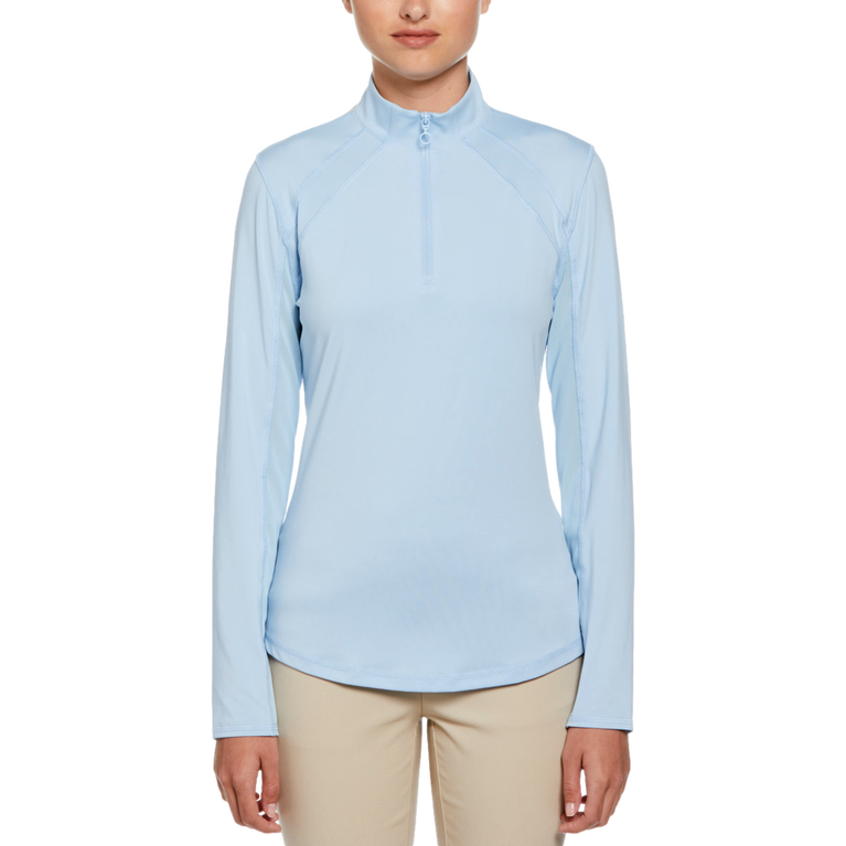 Solid Sun Protection Long Sleeve Quarter Zip Pull Over