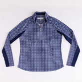 Grid Print Women&#39;s Textured Quarter Zip Pull Over