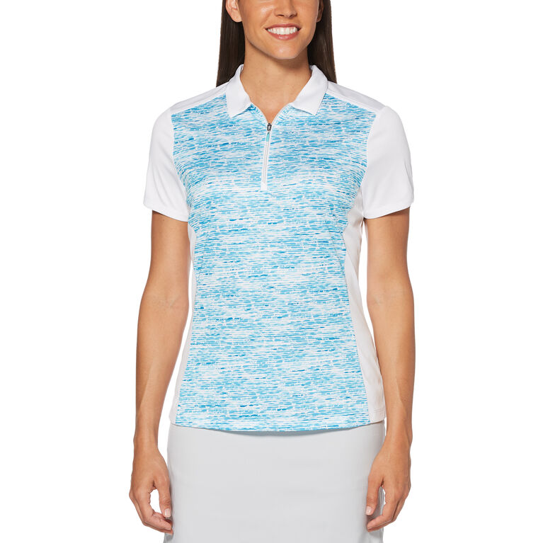 Pga Tour Aqua Group Pebble Beach Print Short Sleeve Polo Golf