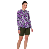 Alternate View 3 of Purple Rain Collection: Floral Long Sleeve UV Quarter Zip Polo