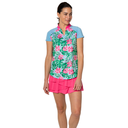 Agua Fresca Collection: Tropical Print Short Sleeve Polo Shirt