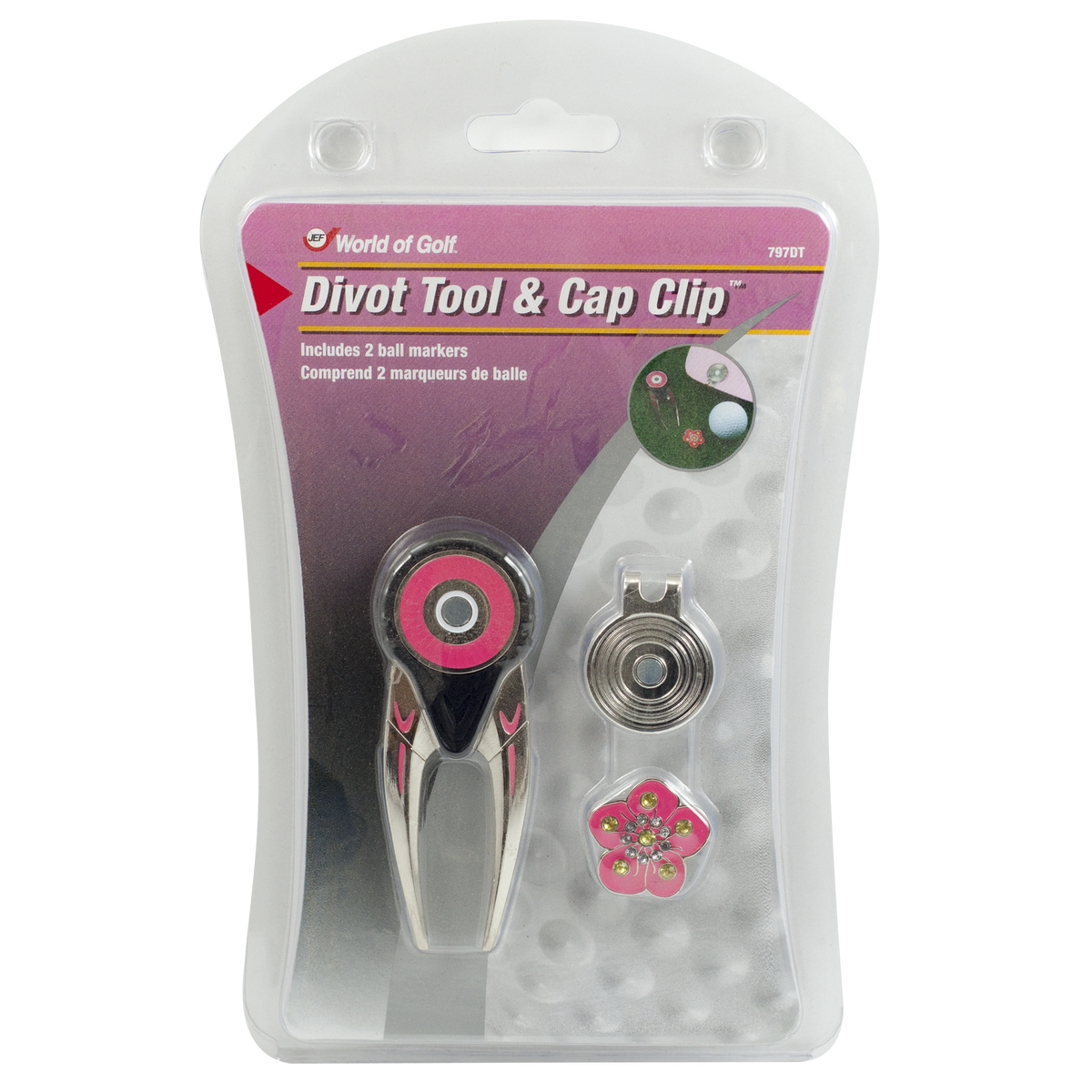 Pink Divot Tool w/ Hat Clip