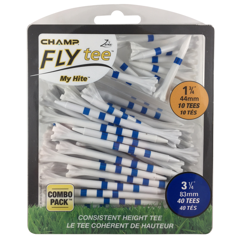 Champ Zarma FLYtee MyHite Blue 1-3/4&quot; &amp; 3-1/4&quot; Tee Combo 50-Pack