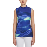 Brushed Abstract Print Sleeveless Golf Shirt