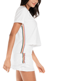 Alternate View 1 of High-Low Royale Stripe Short Sleeve Top