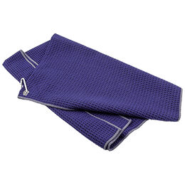 Golf Gifts &amp; Gallery Navy Waffle Towel w/ Grey Trim