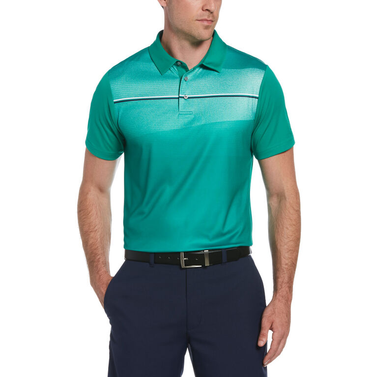 PGA Tour Apparel Engineered Asymmetric Chest Stripe Short Sleeve Golf Polo