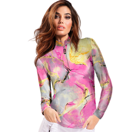 Sunsense Ethereal Marble Print Quarter Zip Pull Over