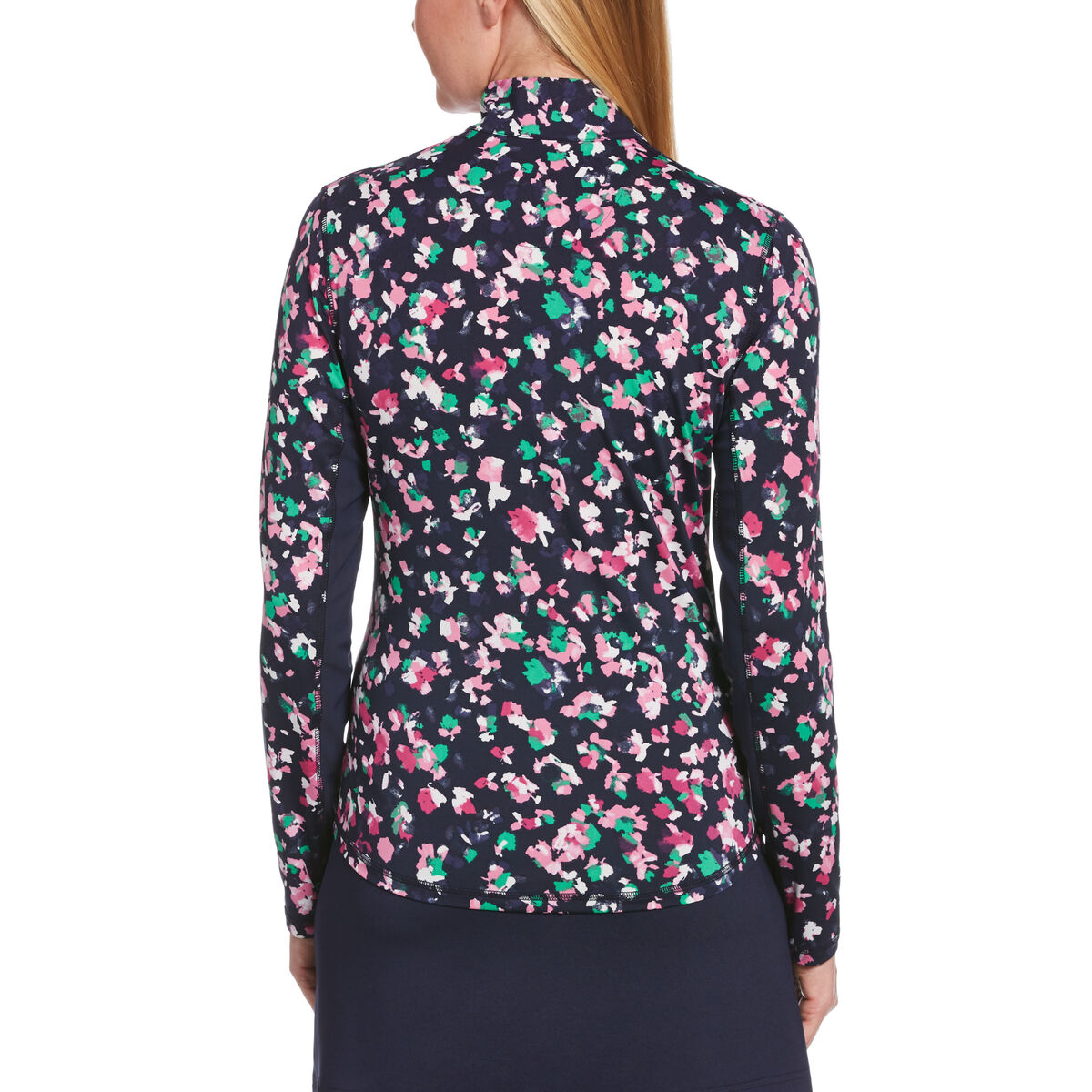 PGA TOUR Apparel Floral Print Sun Protection Long Sleeve Quarter Zip