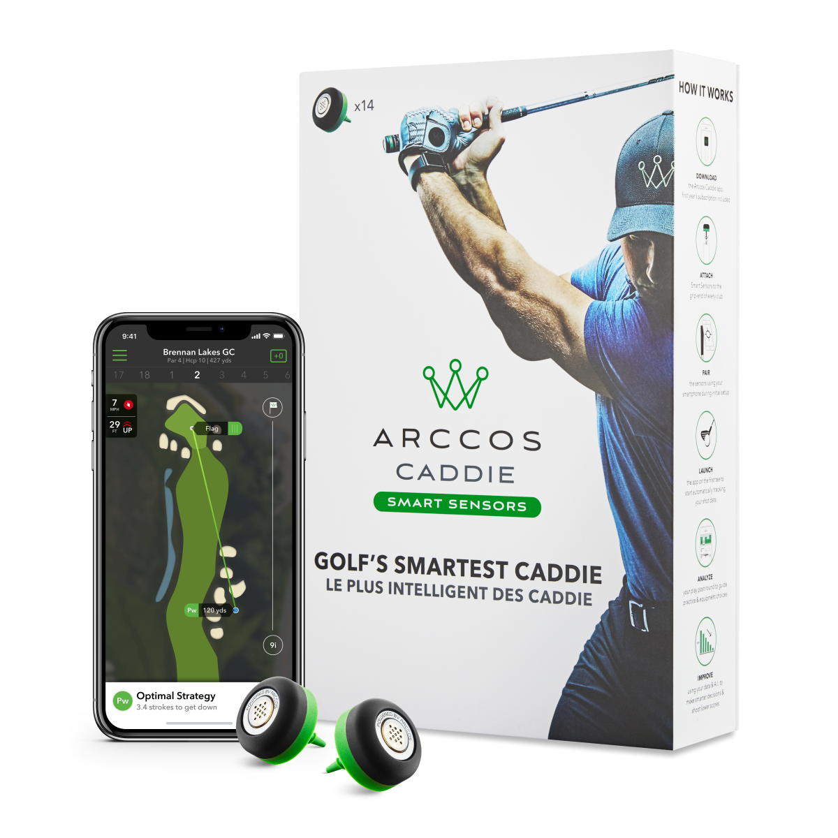 arccos caddie smart sensor golf performance tracking system