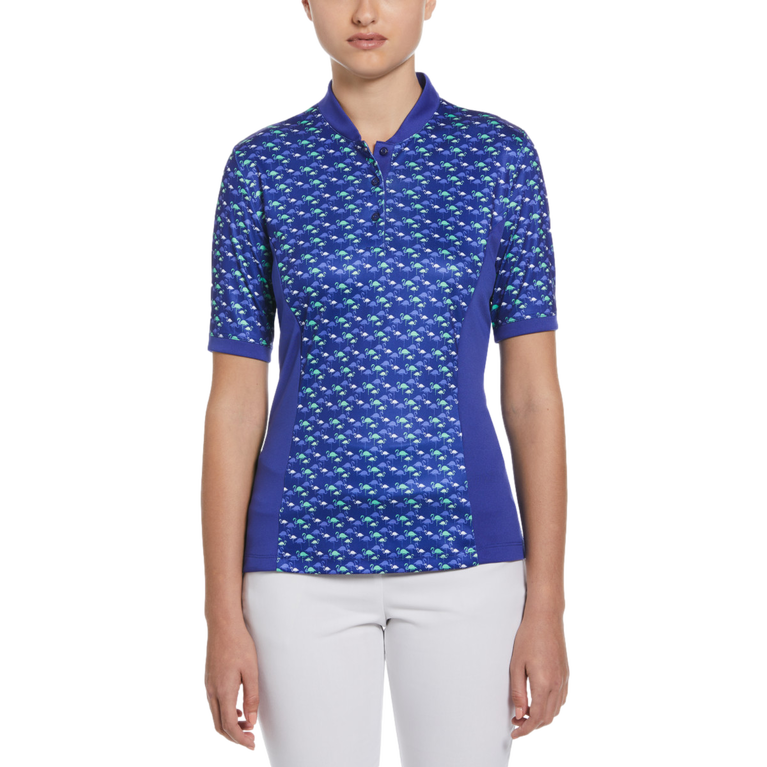 Flamingo Print Short Sleeve Golf Shirt