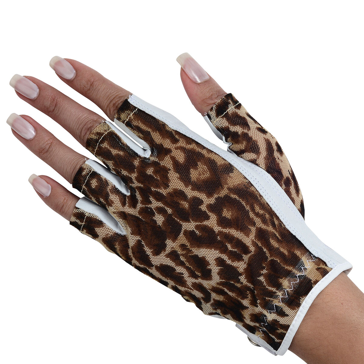 Lady Classic Women's Solar Half Finger Glove Brown Leopard PGA TOUR