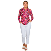 Alternate View 4 of Watermelon Wine Collection: Floral Print UV Long Sleeve Quarter Zip Top