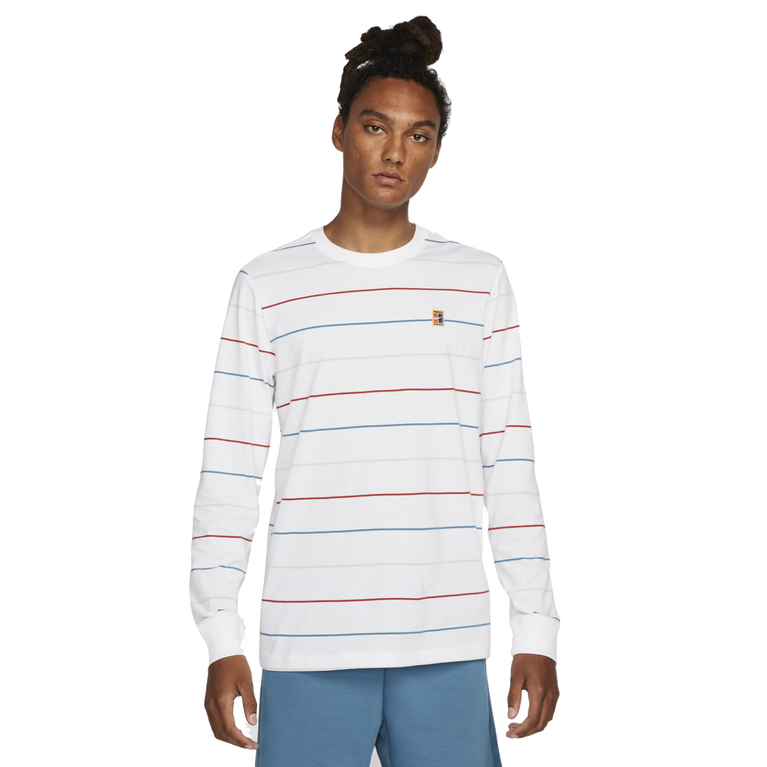 NikeCourt Men&#39;s Long-Sleeve Striped Tennis T-Shirt