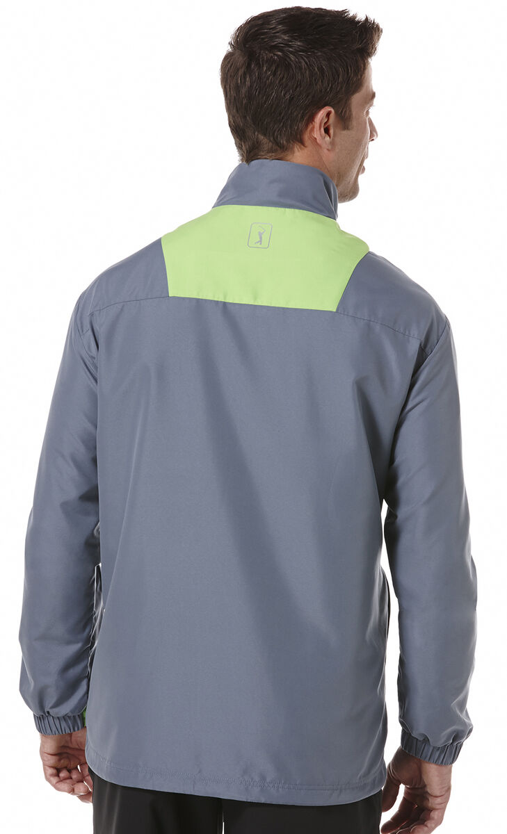PGA TOUR Quarter Zip Color Block Wind Jacket w/ Reflective Zipper PGA
