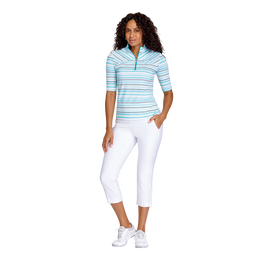 Island Breeze Collection: Tranquil Bay Dotted Stripe Quarter Zip Pull Over