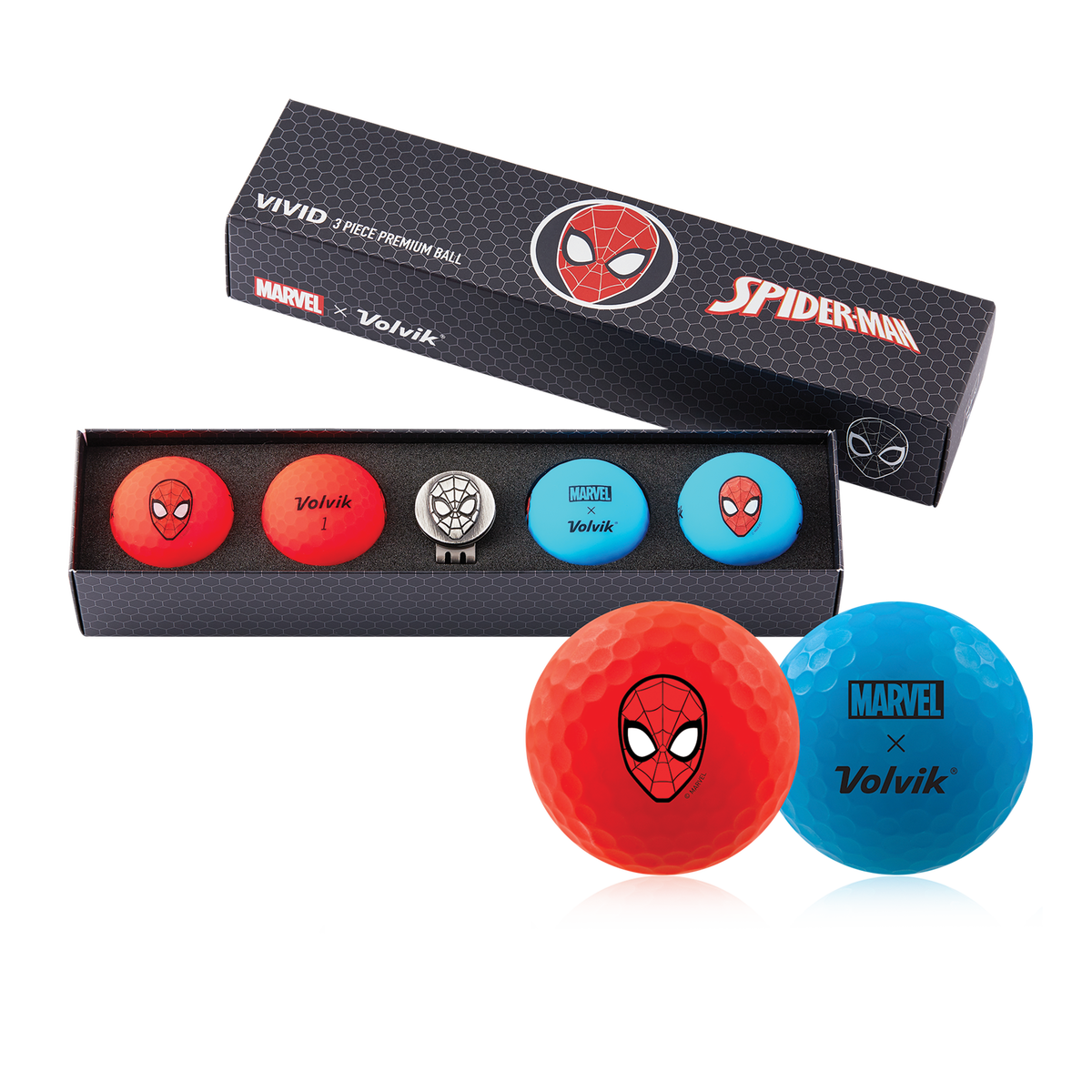 Marvel x Volvik Vivid Special Pack Golf Balls Spiderman PGA TOUR