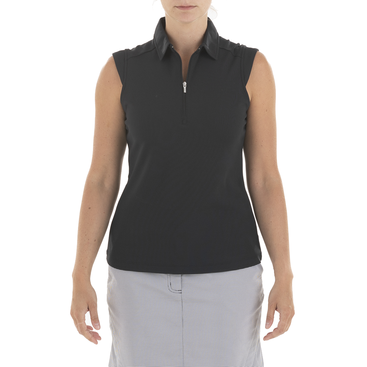 black sleeveless polo shirt ladies