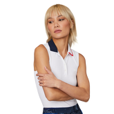 Alternate View 1 of Contrast Collar Sleeveless Polo Shirt