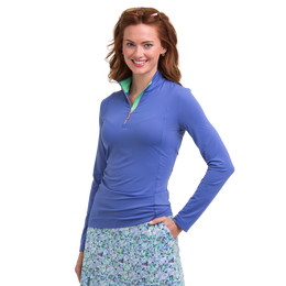 Ruffled Trim Quarter Zip Pull Over