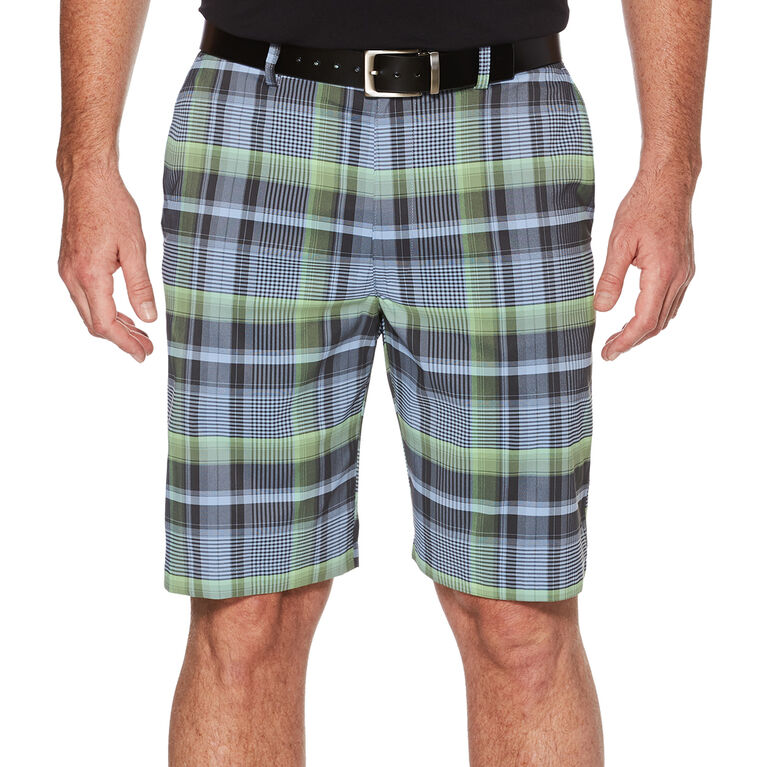 PGA TOUR Men's Flat Front Madras Plaid Yarn Dye Short w/ Active
