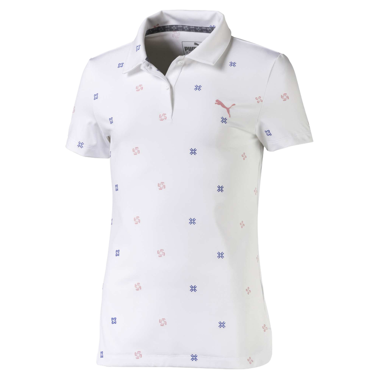 Puma Junior Girls Short Sleeve Ditsy Print Golf Polo Pga Tour