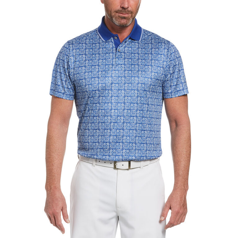 PGA TOUR Floral Batik Print Short Sleeve Golf Polo Shirt | PGA TOUR ...