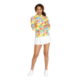 Fun in the Sun Floral Star Burst Quarter Zip Pull Over