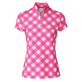 Alternate View 1 of Radiant Twist Collection: Estelle Gingham Short Sleeve Zip Front Top