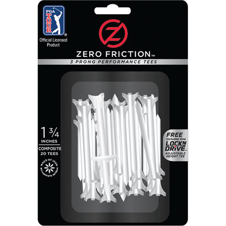 Zero Friction 1-3/4&quot; White Tees 20-Pack