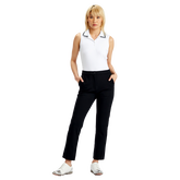 Alternate View 2 of Rib Pleated Collar Silky Tech Sleeveless Polo Shirt