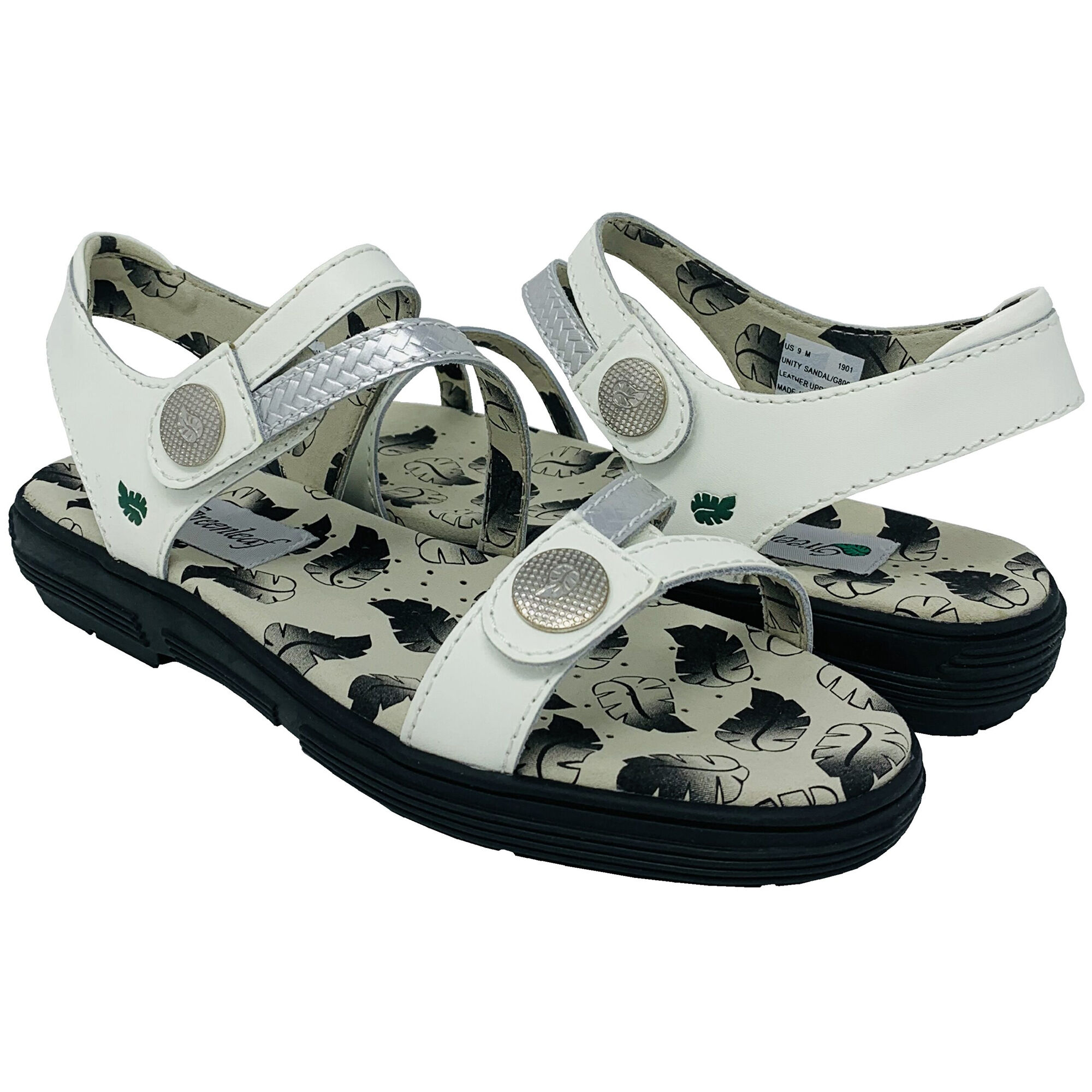 Greenleaf Unity Women s Spikeless Golf Sandal White Silver PGA