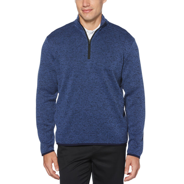 PGA TOUR Mens Heather Fleece Back 1/4Zip Sweater with Binding PGA
