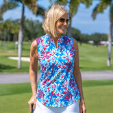 Alternate View 1 of Rum Punch Collection: Marina Floral Notch Collar Sleeveless Polo