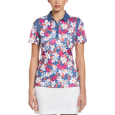 Floral Geo Print Snap Short Sleeve Polo Shirt