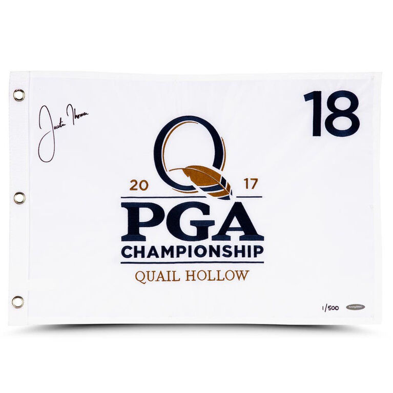 Justin Thomas Autographed 2017 PGA Championship Pin Flag