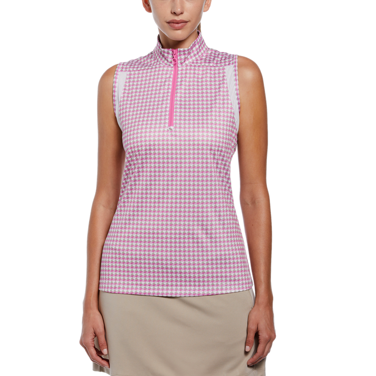 PGA TOUR Apparel Geo Print Mock Neck Sleeveless Golf Top PGA TOUR